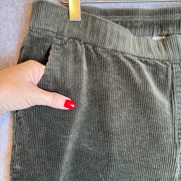 Denim & Company Corduroy Pants Women’s 12 Pull On Stretch Boot Cut Green Boho XL - Picture 3 of 12